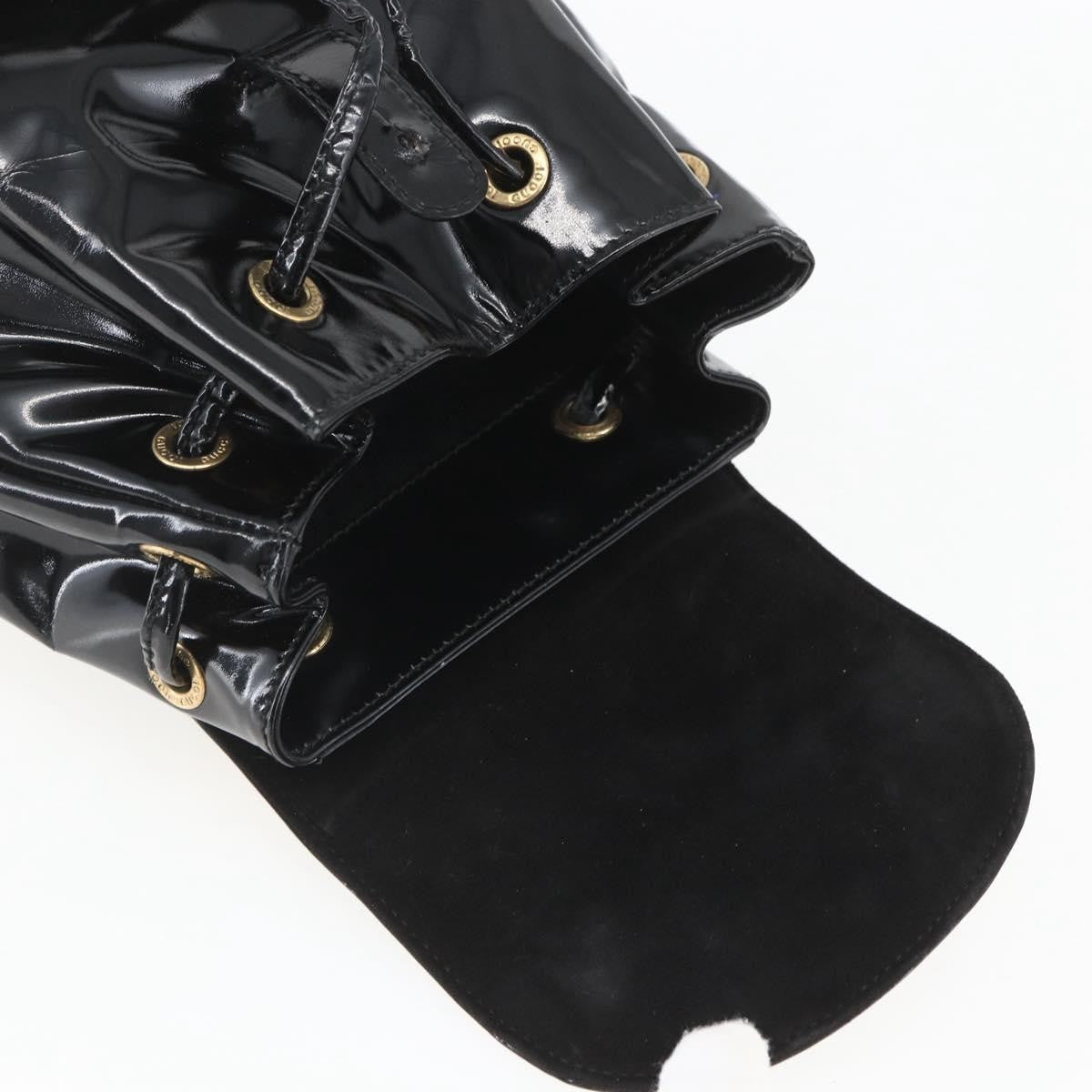 Gucci Vintage Bamboo Backpack Patent, BLACK, PATENT_LEATHER, Backpack