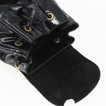 Gucci Vintage Bamboo Backpack Patent, BLACK, PATENT_LEATHER, Backpack