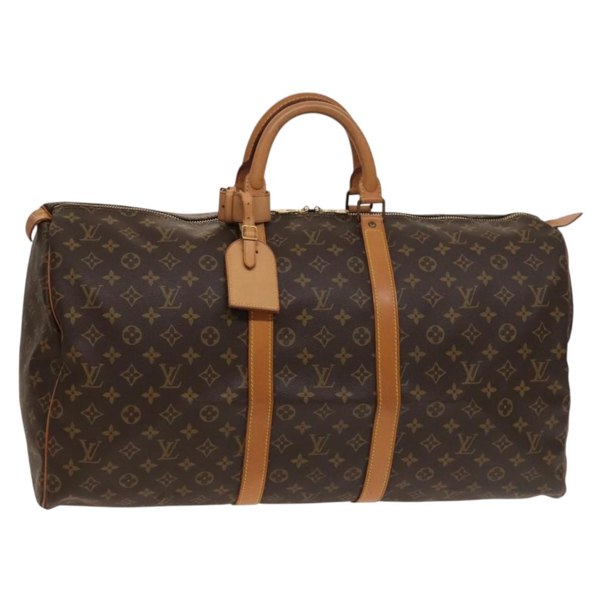 Louis Vuitton Keepall Bag Monogram Canvas, BROWN, CANVAS, Travel bag