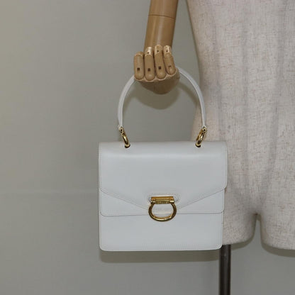 Celine Gancini Handbag Leather, WHITE, LEATHER, Handbag