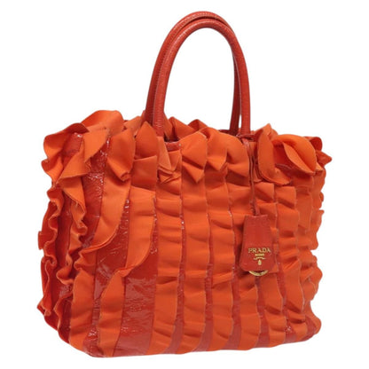 Prada Open Tote Ruffled Tessuto, ORANGE, NYLON, Handbag