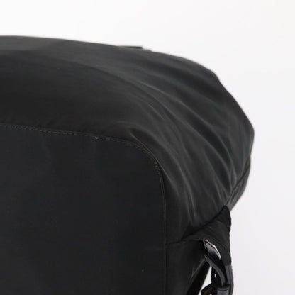 Prada Vela Double Front Pocket Backpack Tessuto with Saffiano Leather, BLACK, NYLON, Backpack