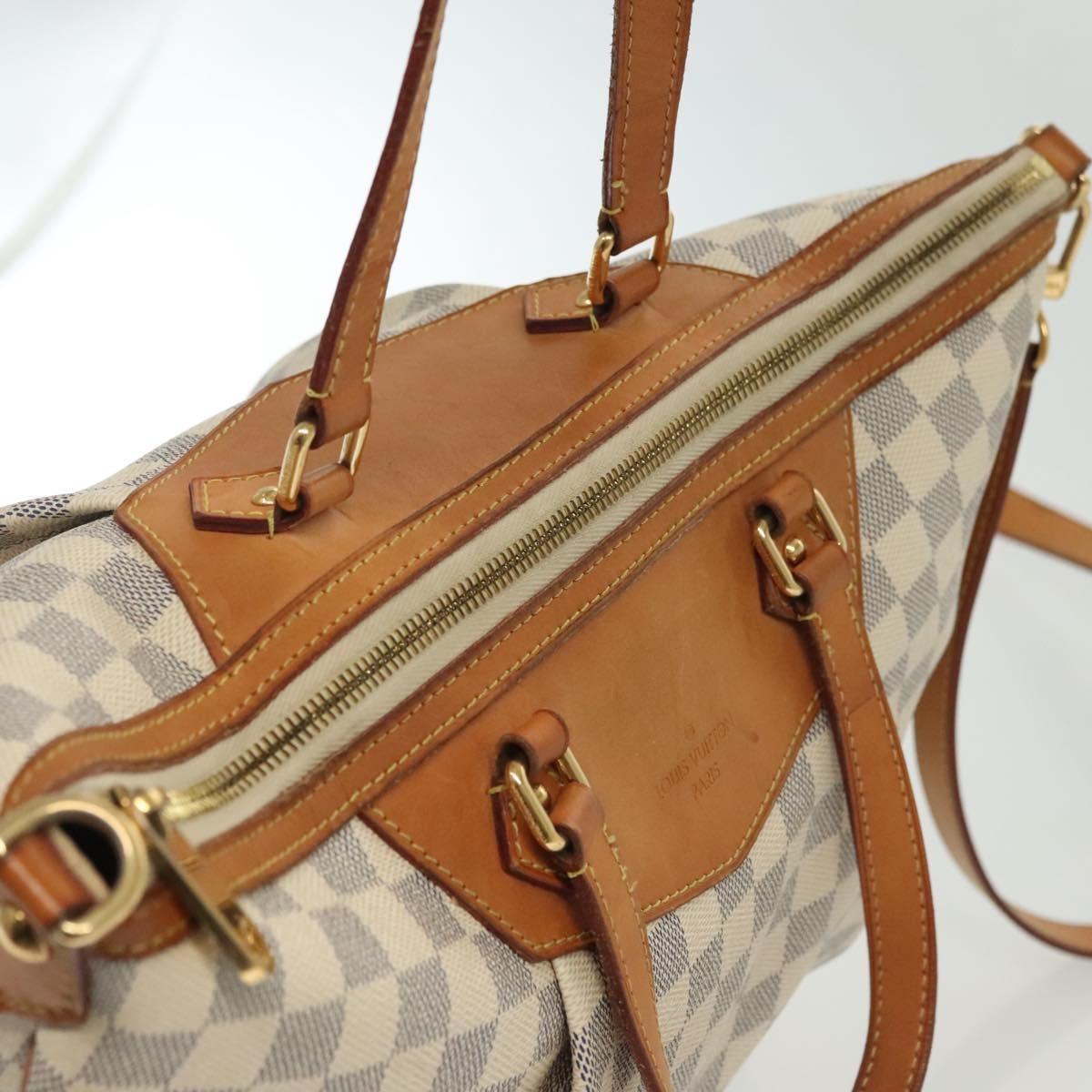 Louis Vuitton Siracusa Handbag Damier, WHITE, CANVAS, Shoulder bag