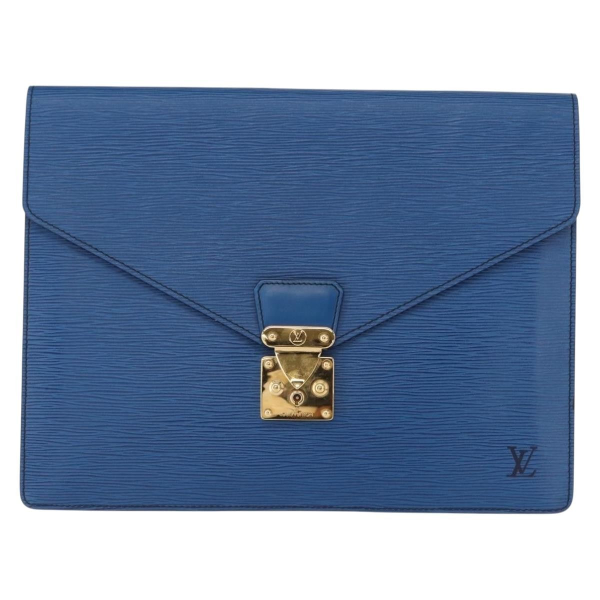 Louis Vuitton Porte-Documents Senateur Bag Epi Leather, BLUE, LEATHER, Clutche & pouche