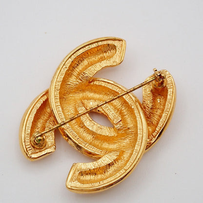 Chanel Vintage Quilted CC Brooch Metal, GOLD, GOLD_PLATED, Brooch