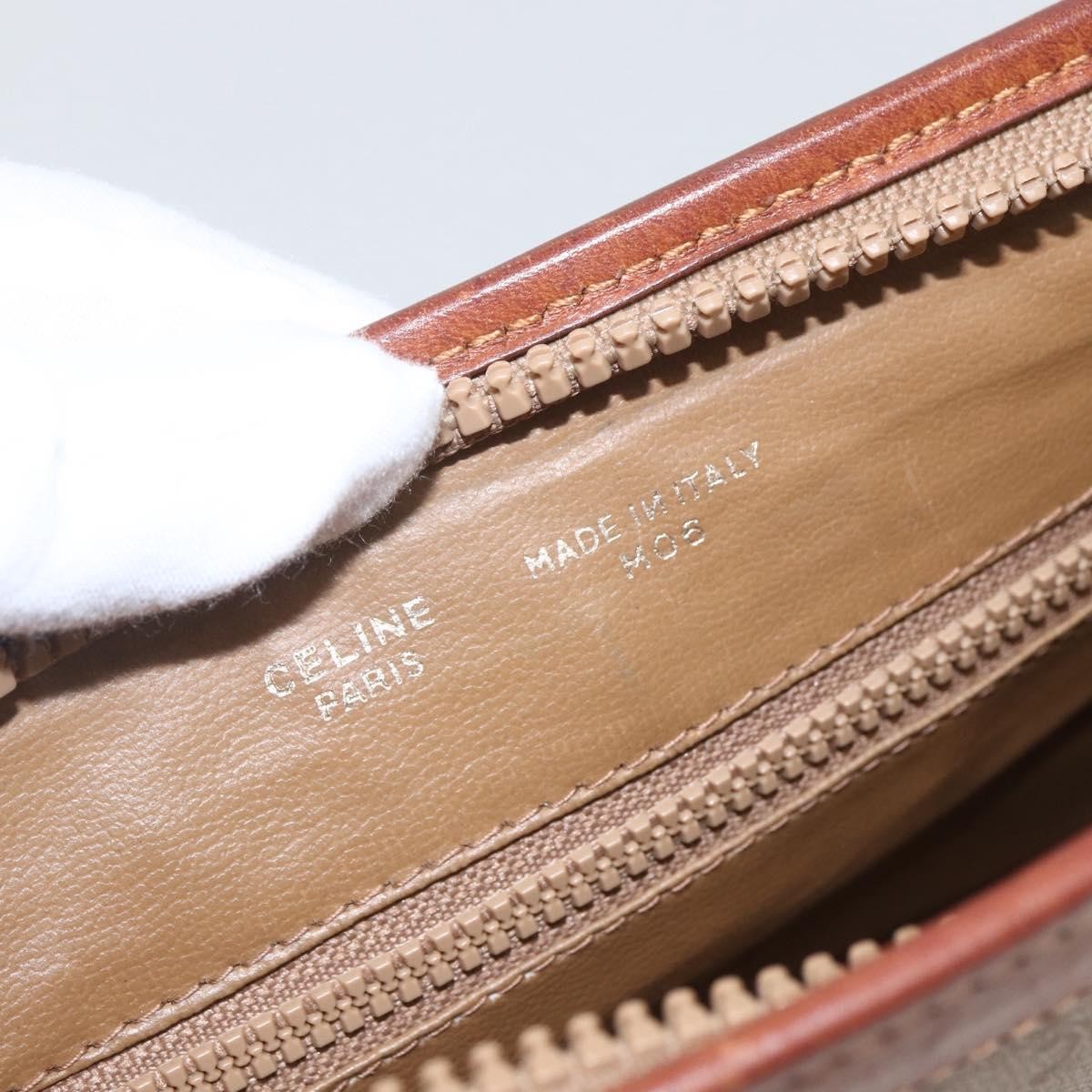 Celine Macadam Pochette Canvas and Leather, BEIGE, CANVAS, Clutche & pouche