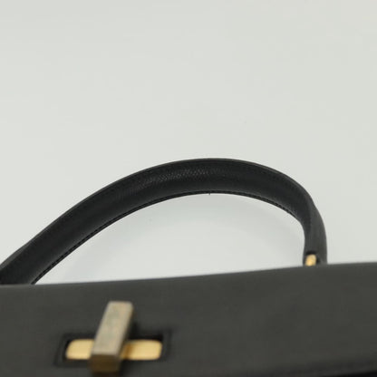 Celine Vintage Convertible Turnlock Top Handle Bag Leather, BLACK, LEATHER, Handbag
