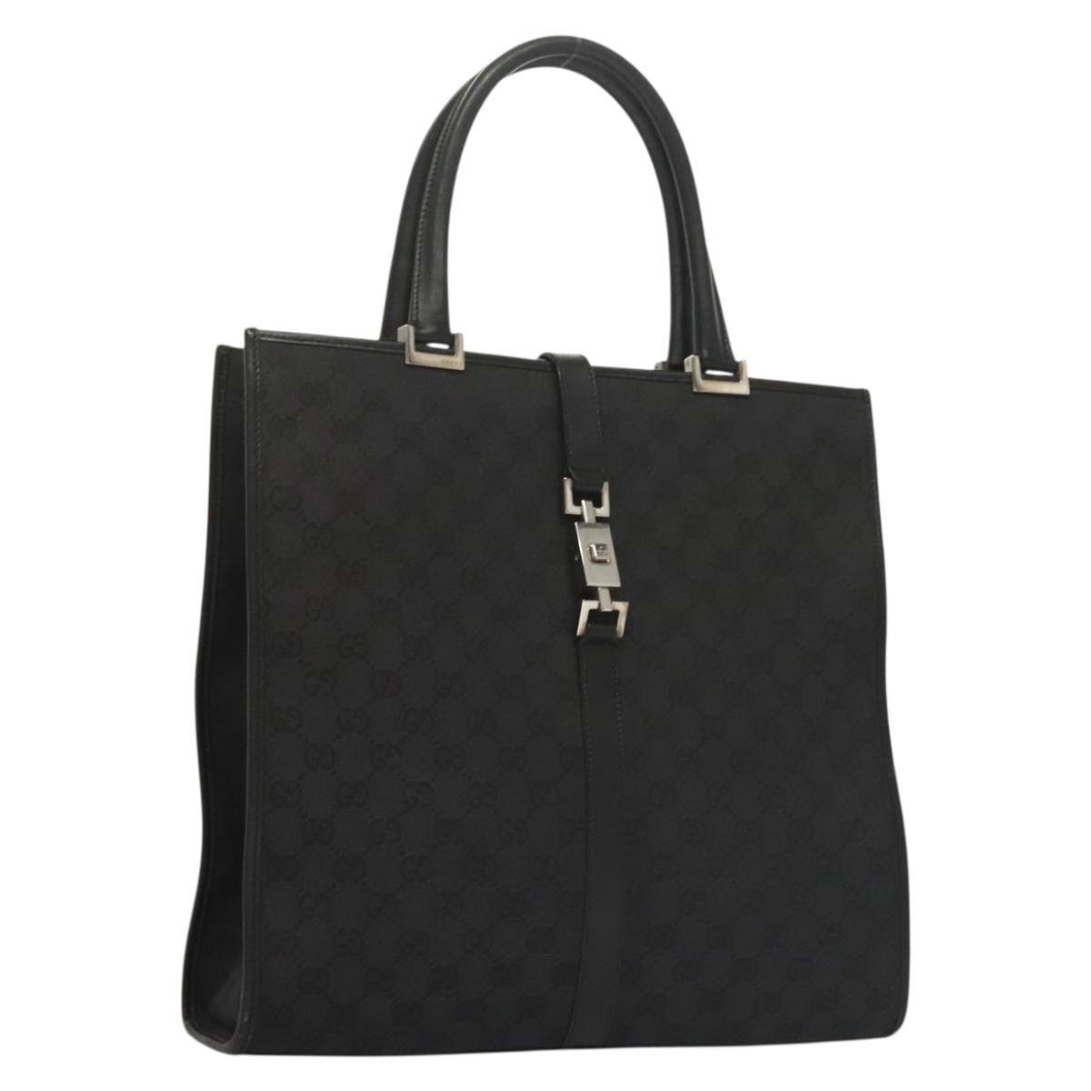 "Gucci Vintage Jackie Tote Canvas, Leather", BLACK, CANVAS, Tote bag