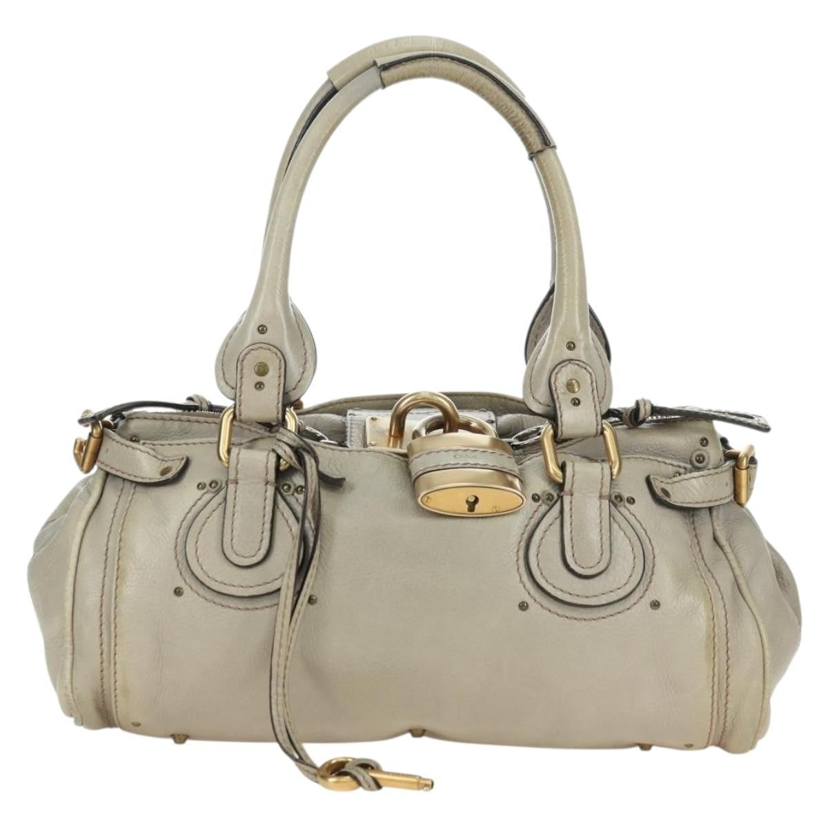 Chloe Paddington Lock Handbag Leather, Beige, Leather, Handbag