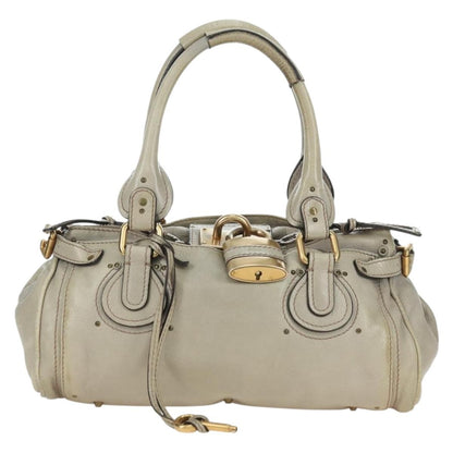 Chloe Paddington Lock Handbag Leather, Beige, Leather, Handbag