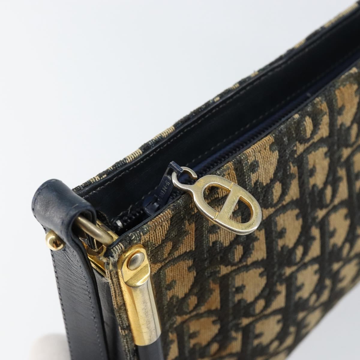 Christian Dior Vintage Trotter Shoulder Bag Canvas, NAVY, CANVAS, Shoulder bag