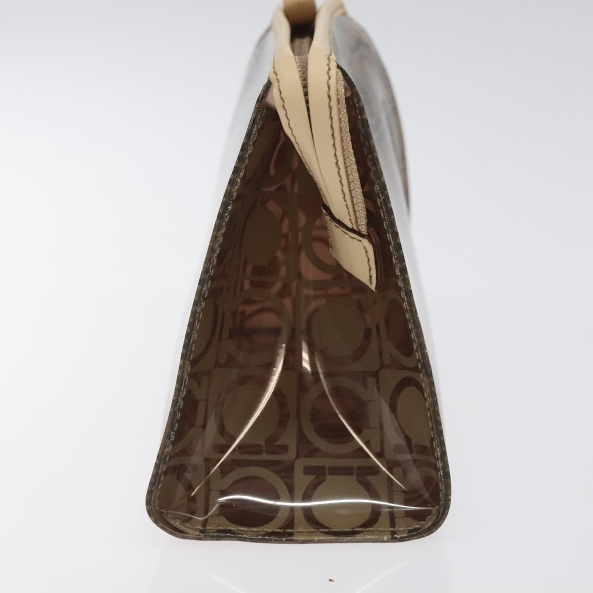 Salvatore Ferragamo Gancini Pouch Canvas, BROWN, VINYL, Clutche & pouche