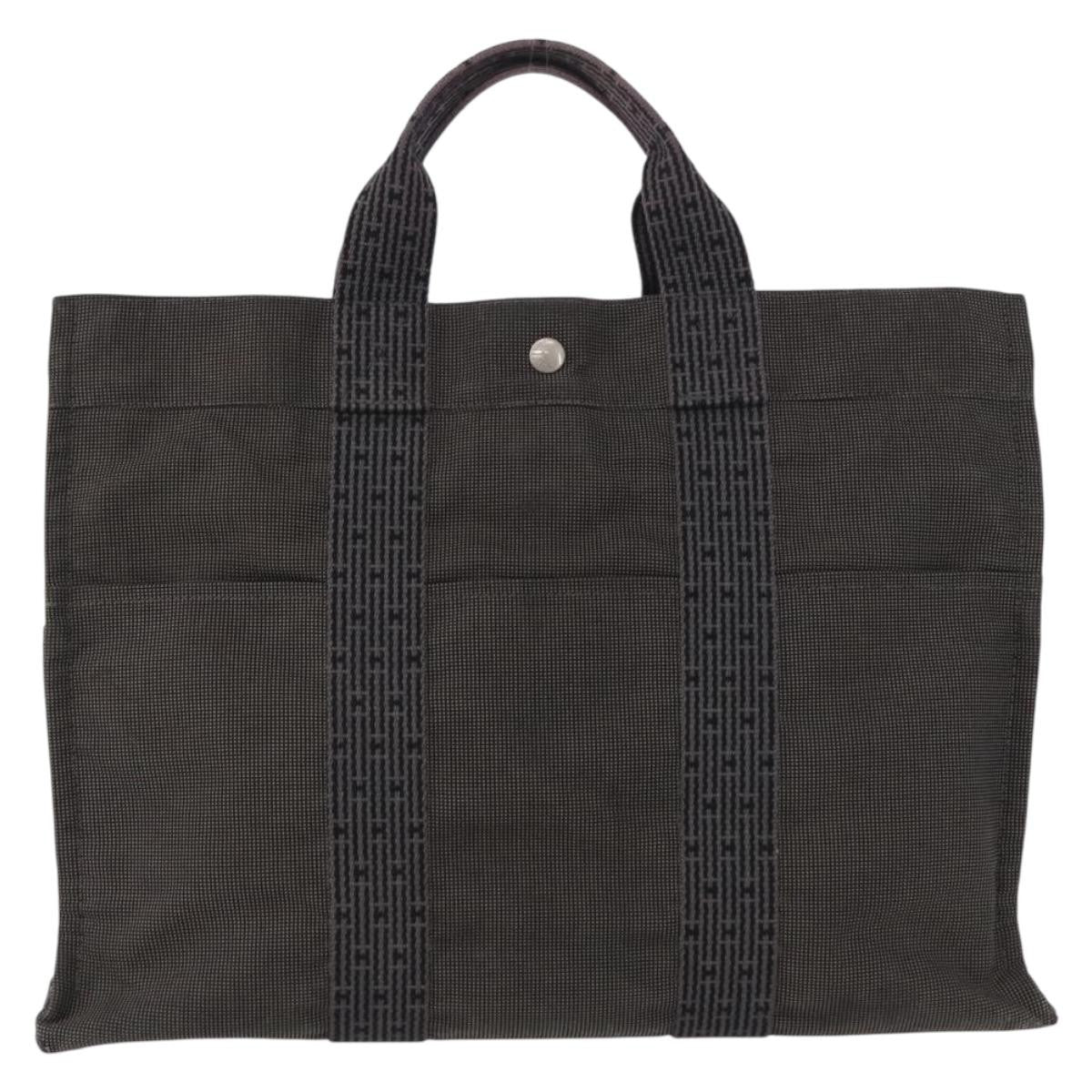 Hermes Fourre-tout Herline Canvas, GRAY, CANVAS, Tote bag