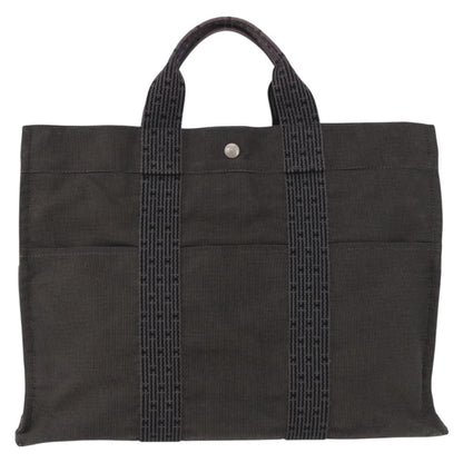 Hermes Fourre-tout Herline Canvas, GRAY, CANVAS, Tote bag