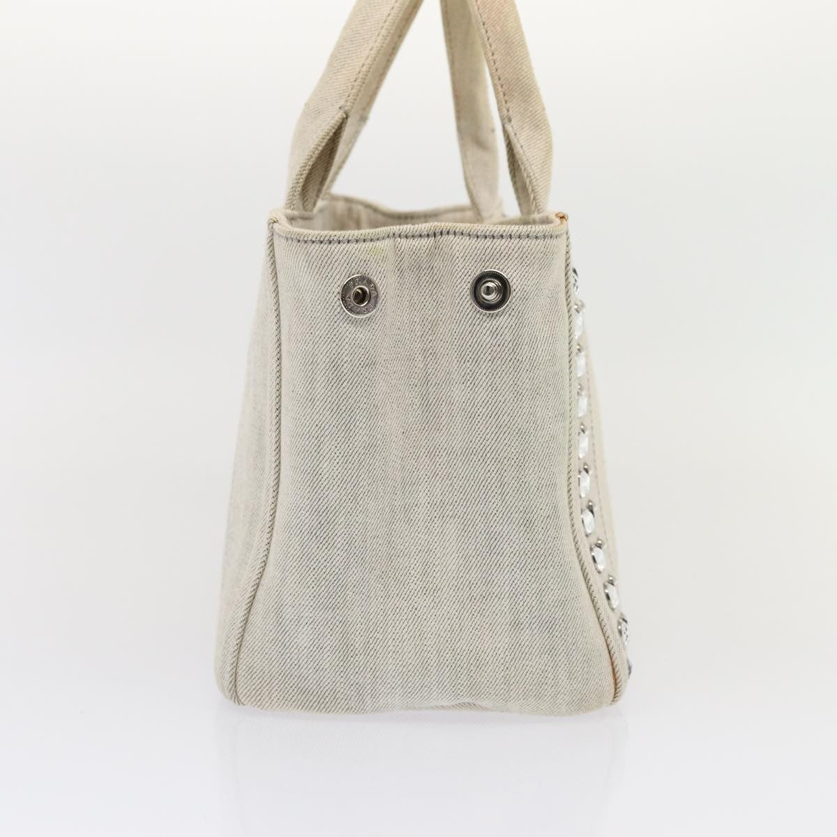 Prada Canapa Tote Rhinestone Embellished Canvas, GRAY, CANVAS, Tote bag