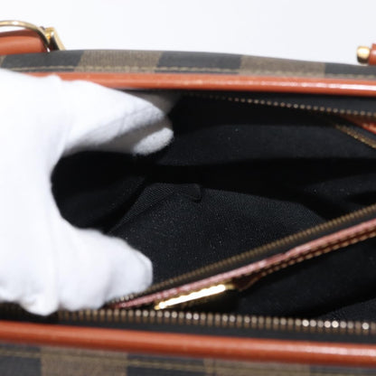 Fendi Vintage Pequin Convertible Boston Bag Coated Canvas, BROWN, CANVAS, Handbag
