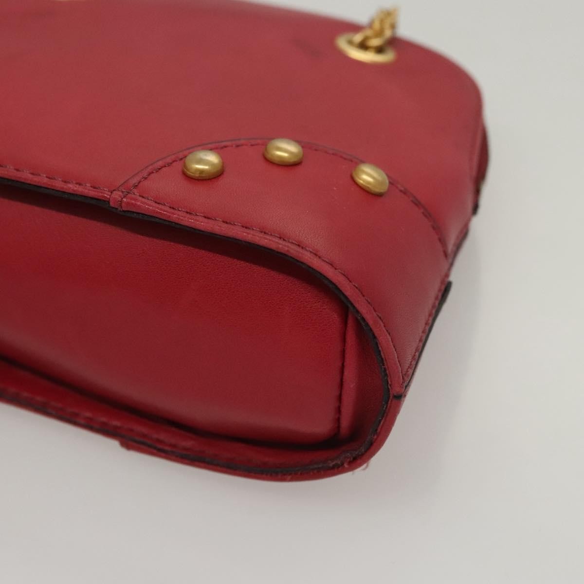 Celine Zip Around Chain Shoulder Bag Leather, RED, LEATHER, Shoulder bag
