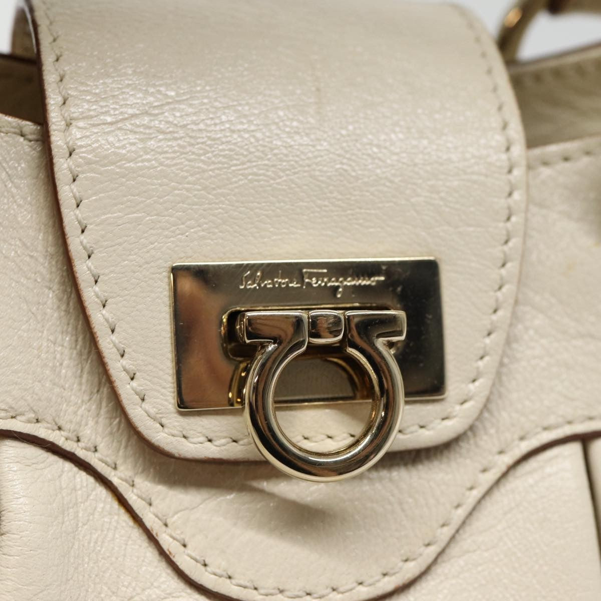 Salvatore Ferragamo Marisa Satchel Leather, WHITE, LEATHER, Handbag