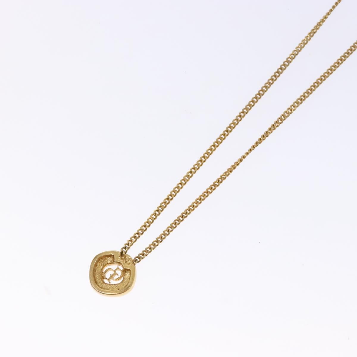 Christian Dior CD Round Pendant Necklace Metal and Crystals, GOLD, METAL, Necklace