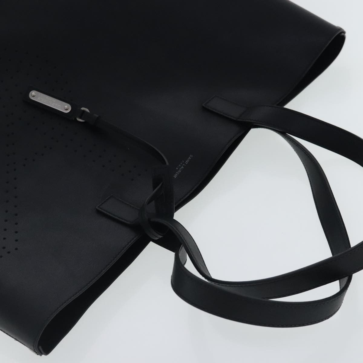 Saint Laurent Shopper Tote Leather, BLACK, LEATHER, Tote bag