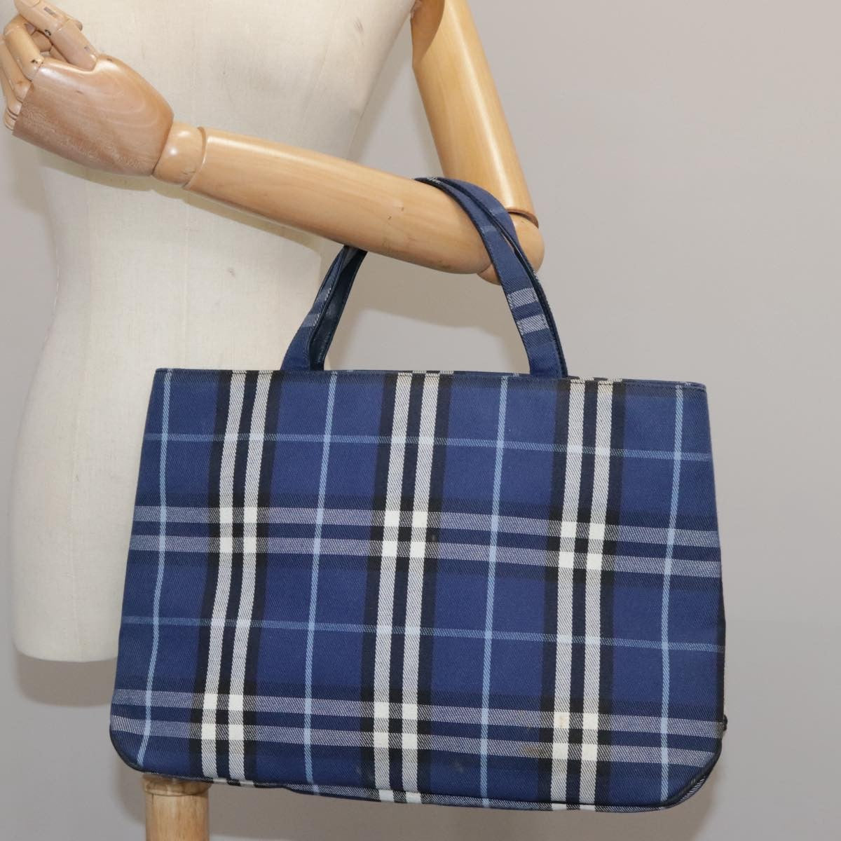 Burberry Nova Check Tote canvas check pattern, BLUE, CANVAS, Tote bag