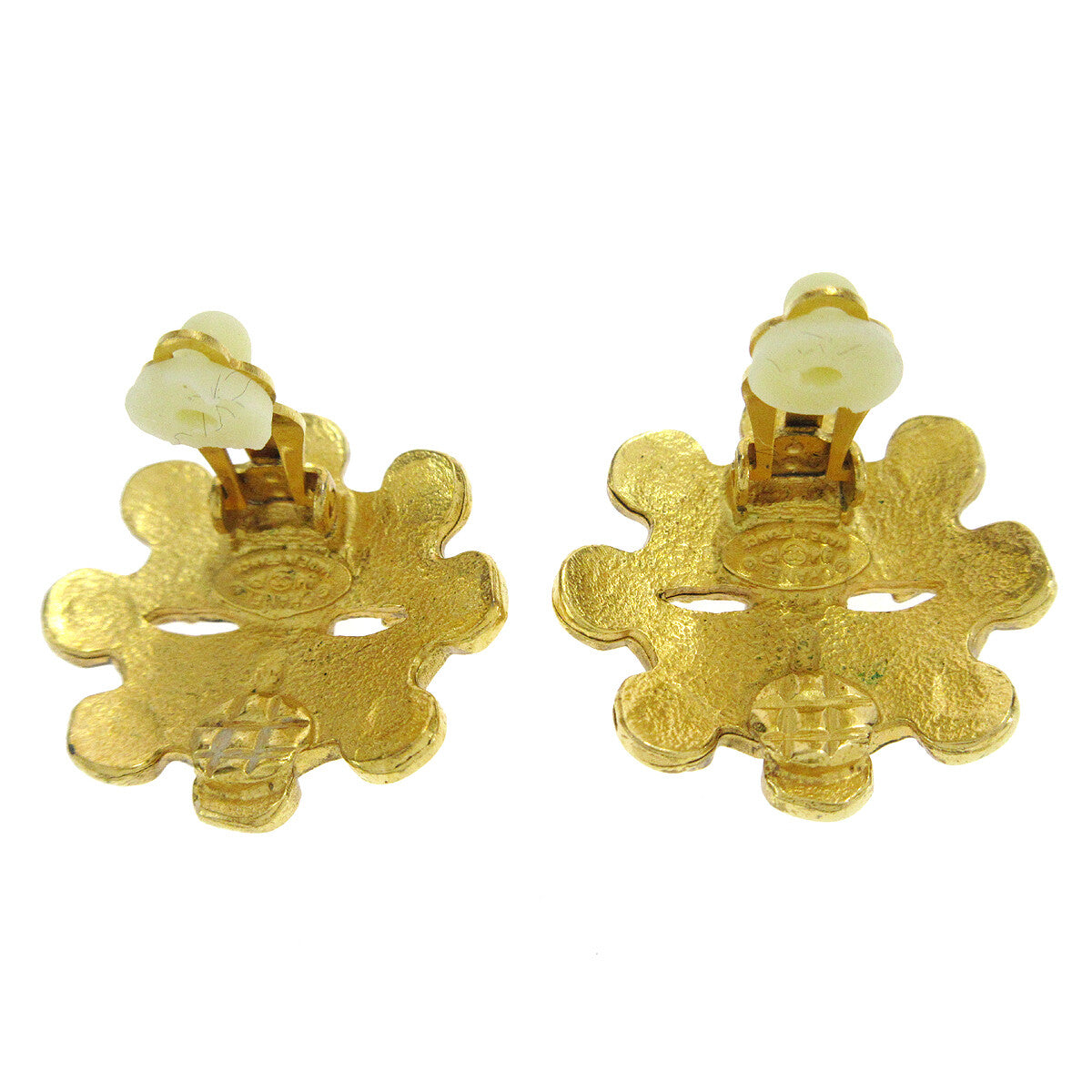 Chanel Vintage Flower Clip-On Earrings Metal, GOLD, GOLD_PLATED, Earrings