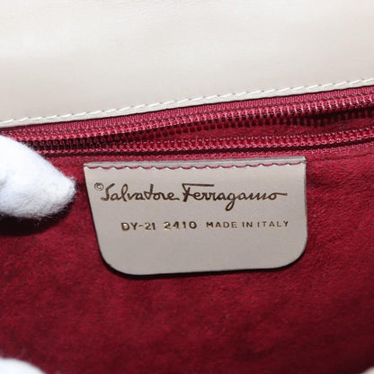 Salvatore Ferragamo Gancini Top Handle Flap Bag Leather, BEIGE, LEATHER, Handbag