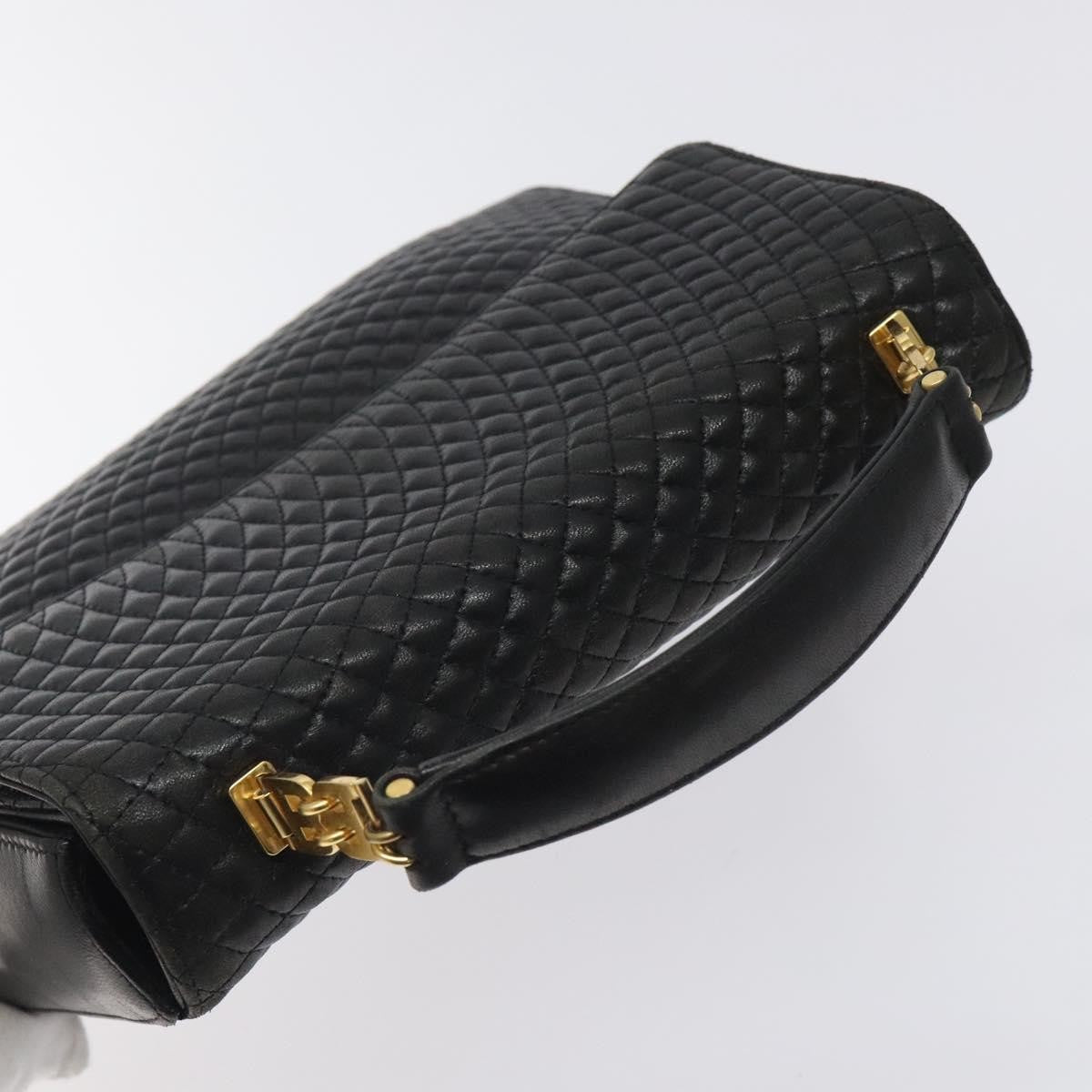 Bally Vintage Flap Handbag Quilted Leather, BLACK, LEATHER, Handbag
