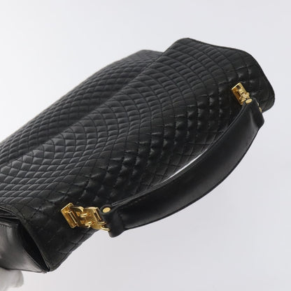Bally Vintage Flap Handbag Quilted Leather, BLACK, LEATHER, Handbag