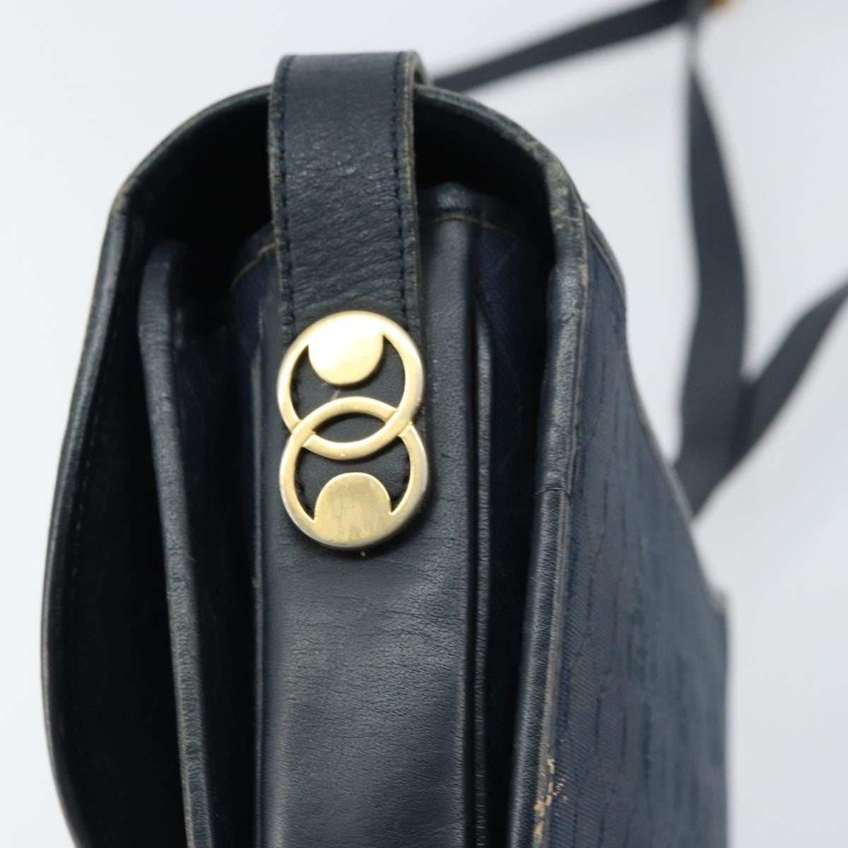 Christian Dior Vintage Honeycomb Shoulder Bag Canvas, NAVY, CANVAS, Shoulder bag