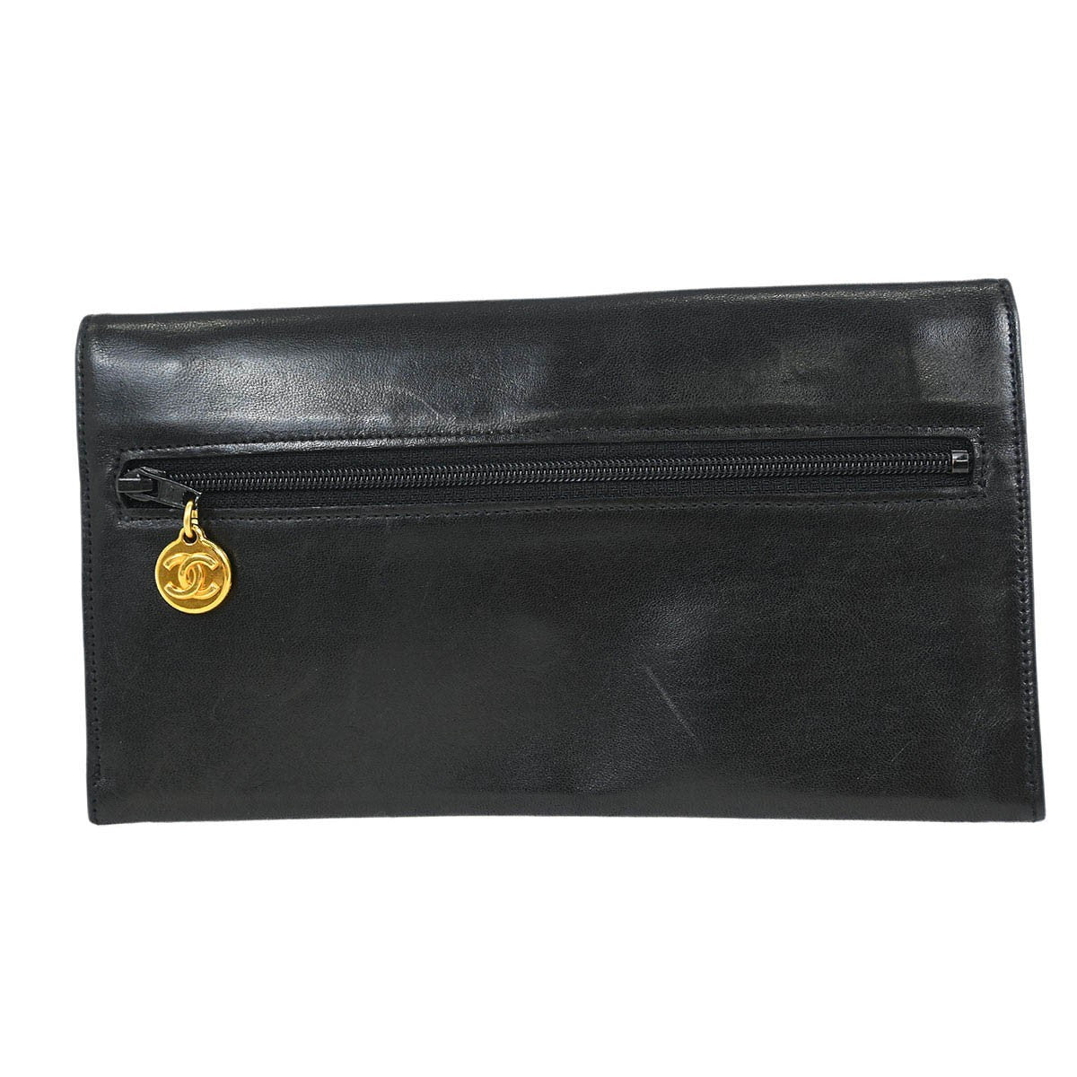 Chanel Vintage CC Flap Wallet Leather, BLACK, LEATHER, Wallets