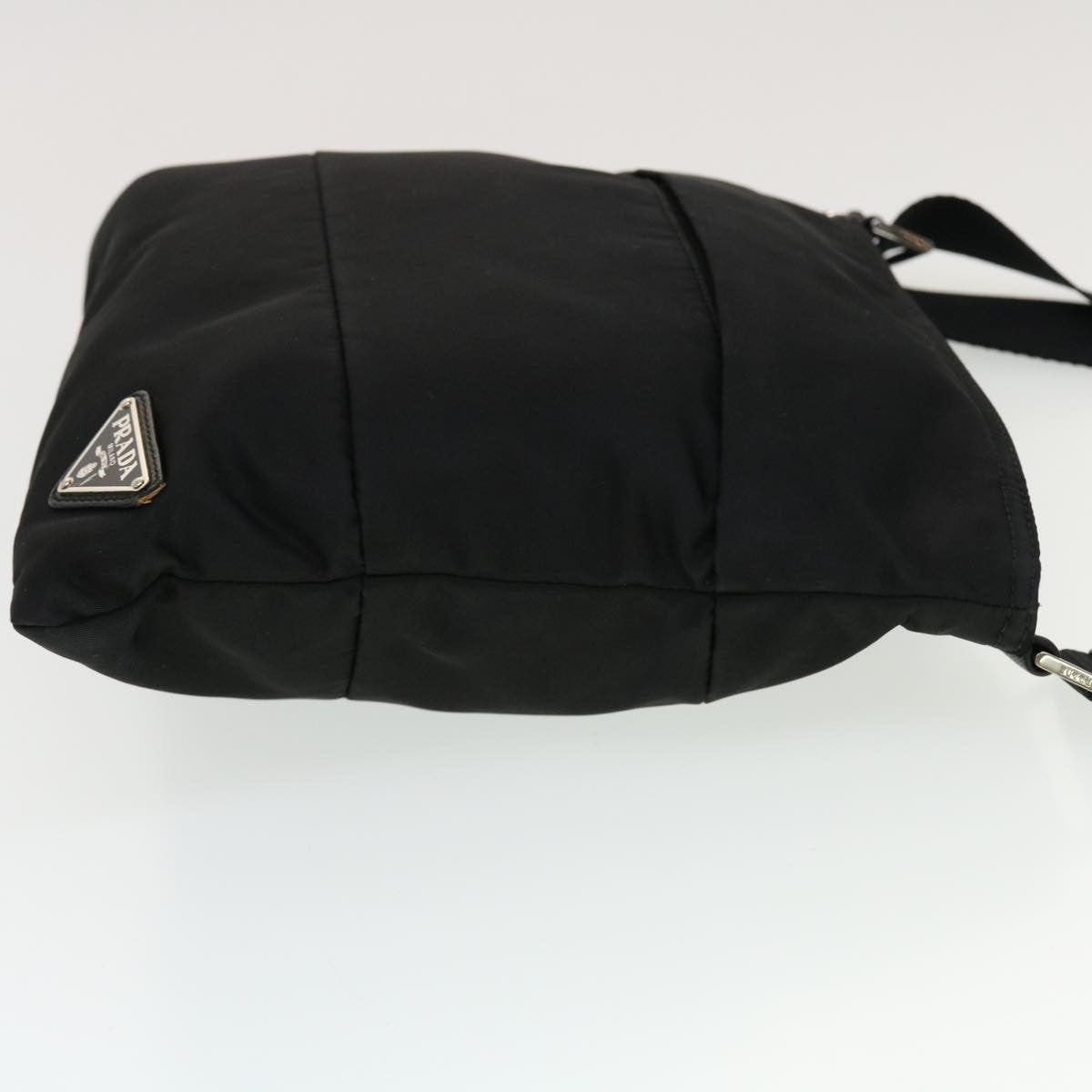 Prada Zip Messenger Bag Horizontal Quilt Tessuto, BLACK, NYLON, Shoulder bag