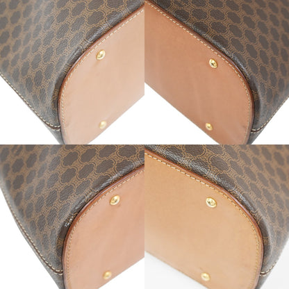 Celine Vintage Macadam Handbag Canvas and Leather, BROWN, CANVAS, Handbag