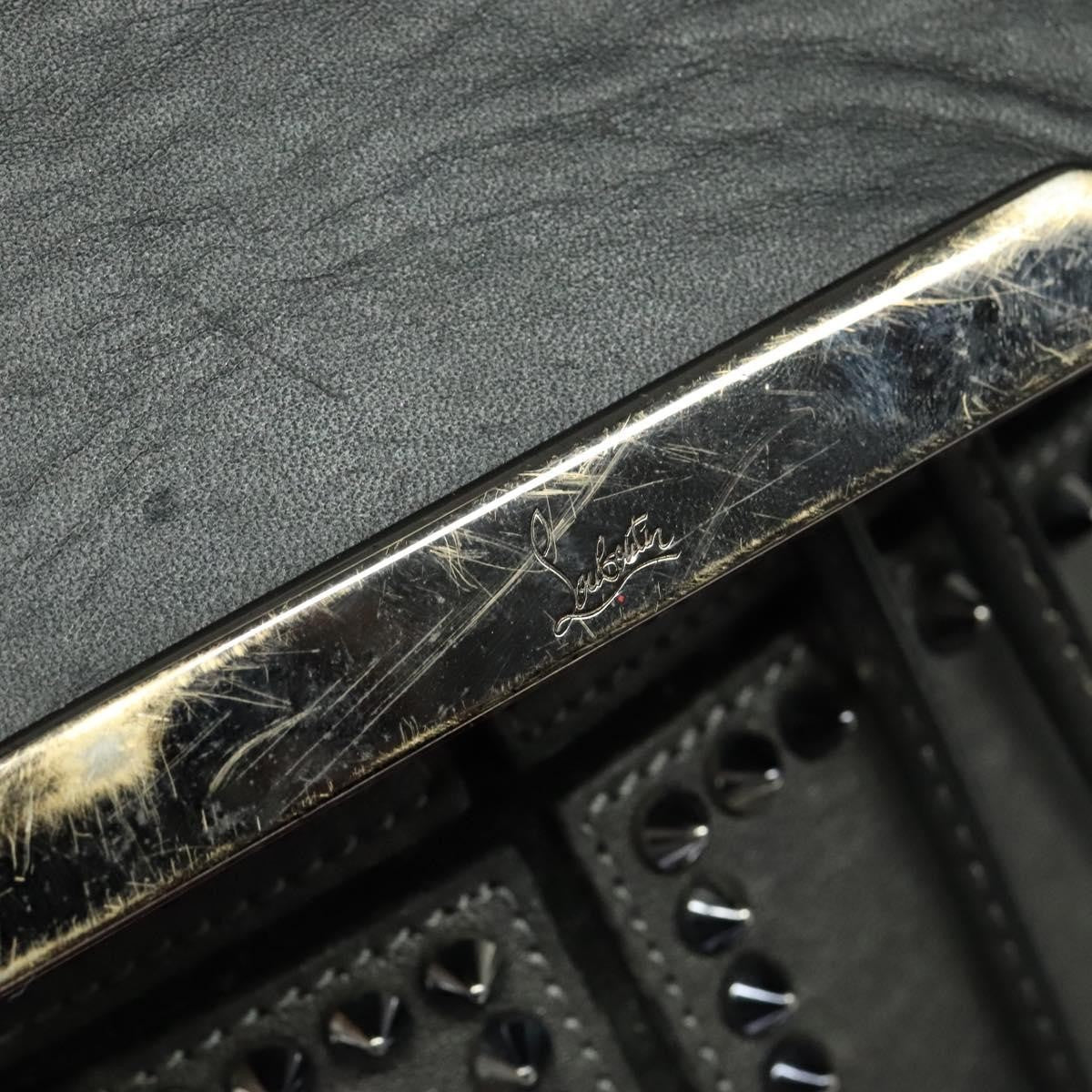 Christian Louboutin Lucky L Convertible Backpack Spiked Leather and Suede, BLACK, LEATHER, Backpack