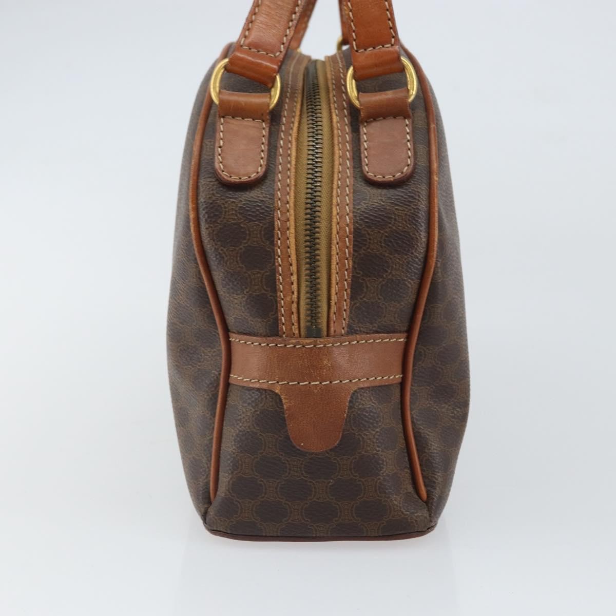 Celine Vintage Macadam Handbag Canvas and Leather, BROWN, CANVAS, Handbag