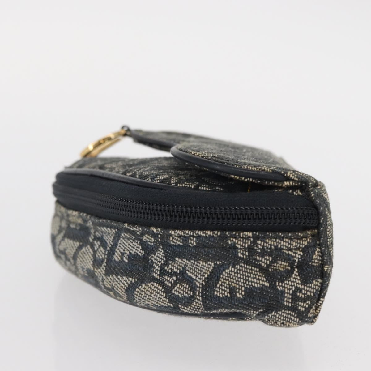 Christian Dior Saddle Zip Pouch Diorissimo Canvas, NAVY, CANVAS, Clutche & pouche
