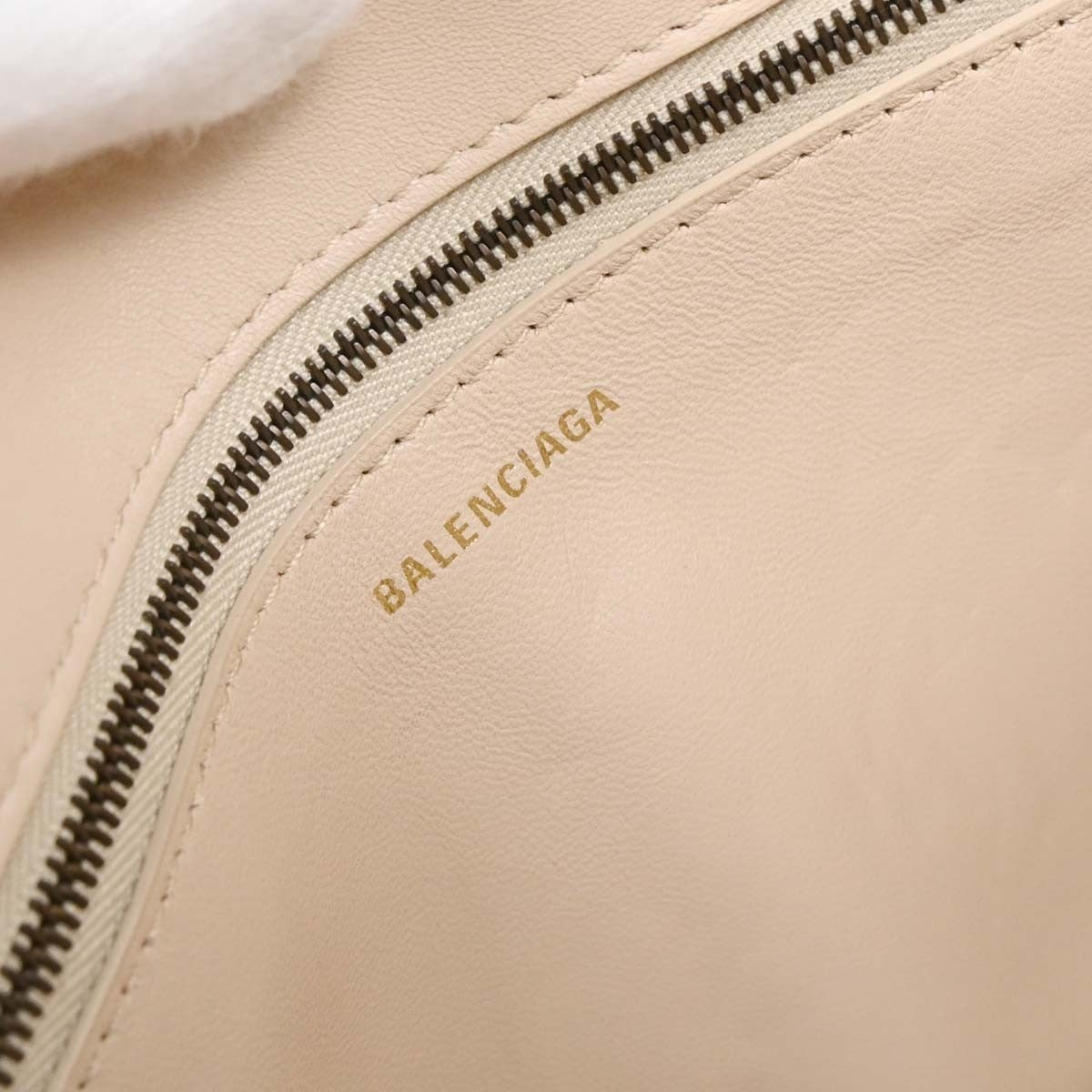 Balenciaga Papier A6 Zip Around Classic Studs Bag Shearling, WHITE, FAUX_FUR, Handbag