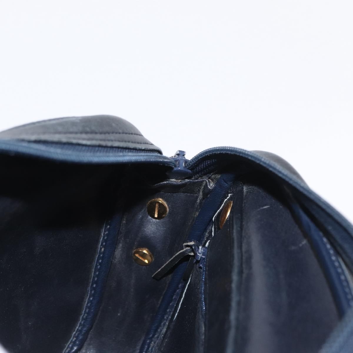 Christian Dior Vintage Shoulder Bag Leather, NAVY, LEATHER, Shoulder bag