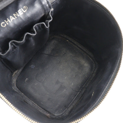 Chanel Vintage Timeless Cosmetic Case Caviar, BLACK, LEATHER, Toiletry Case