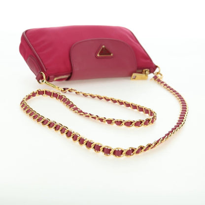Prada Chain Crossbody Bag Tessuto and Saffiano Leather, Pink, Nylon, Shoulder Bag