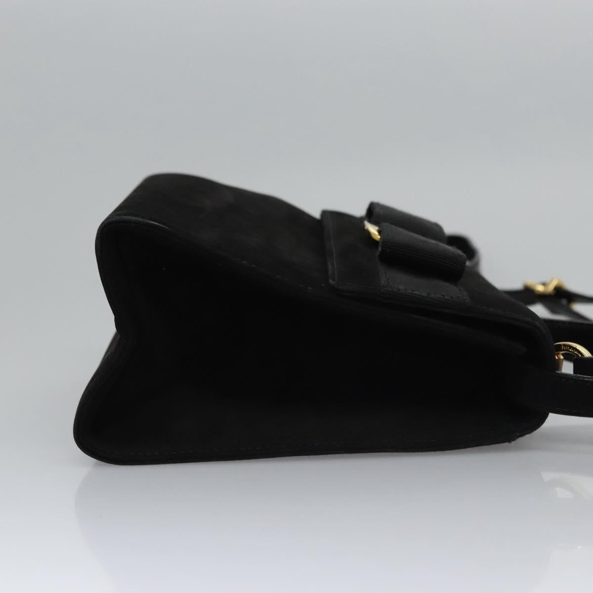 Salvatore Ferragamo Vintage Vara Bow Top Handle Bag Suede, BLACK, SUEDE, Handbag