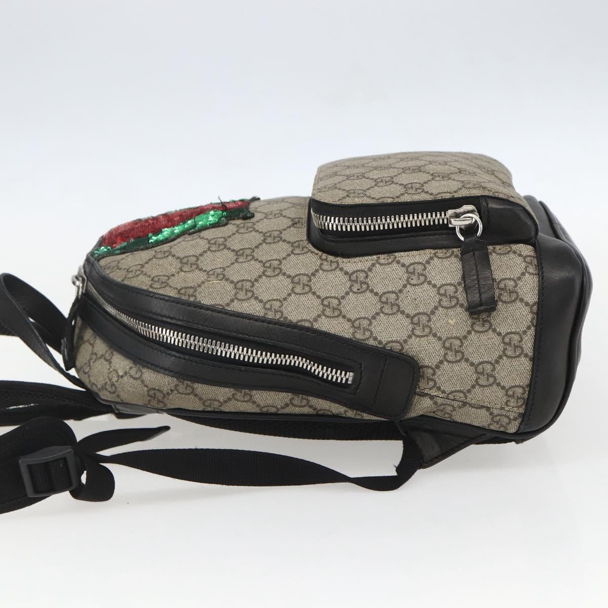 Gucci Zip Pocket Backpack Embellished GG Coated Canvas, BEIGE, PVC, Backpack
