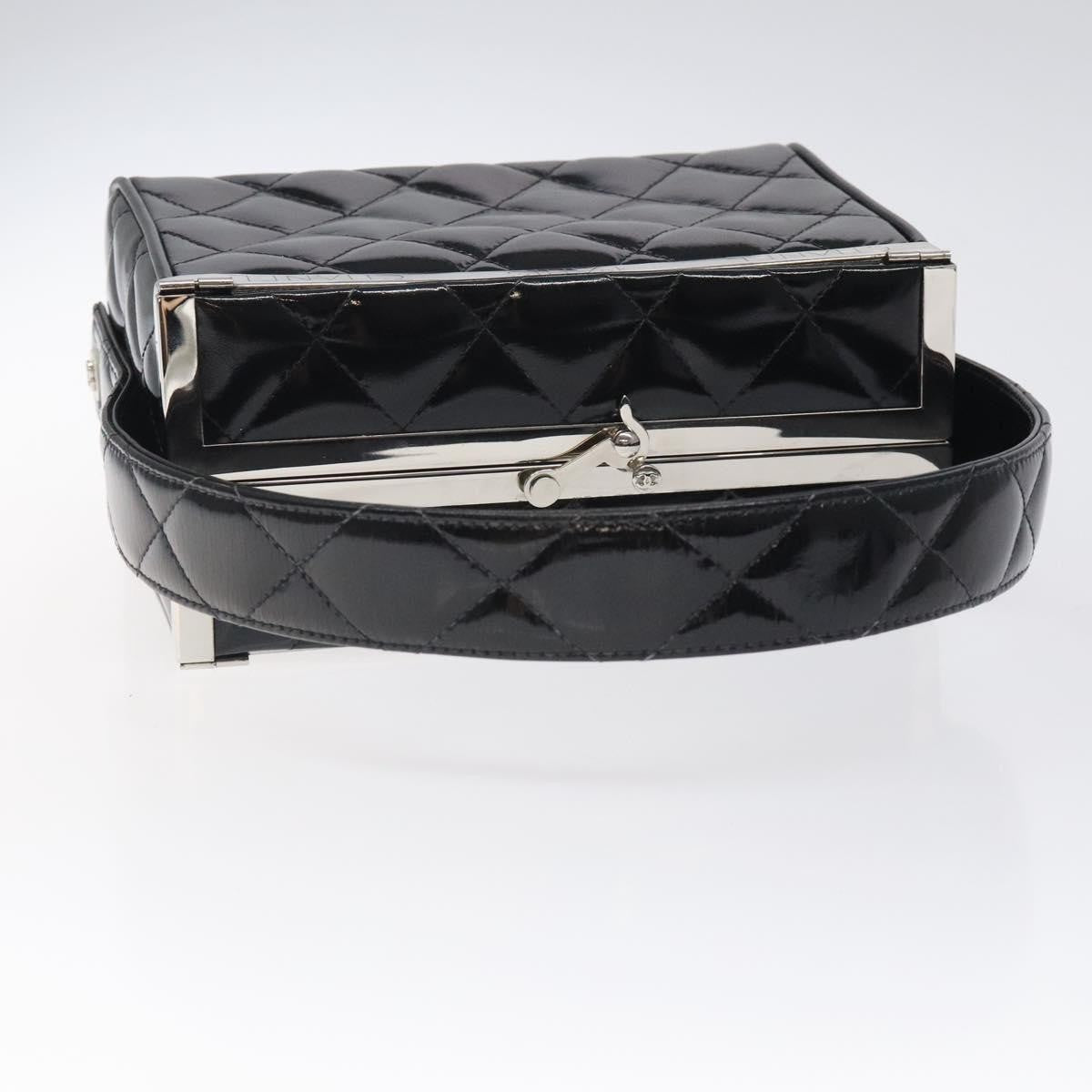 Chanel Vintage Metal Box Bag Quilted patent, Black, Patent Leather, Handbag