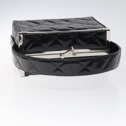 Chanel Vintage Metal Box Bag Quilted patent, Black, Patent Leather, Handbag