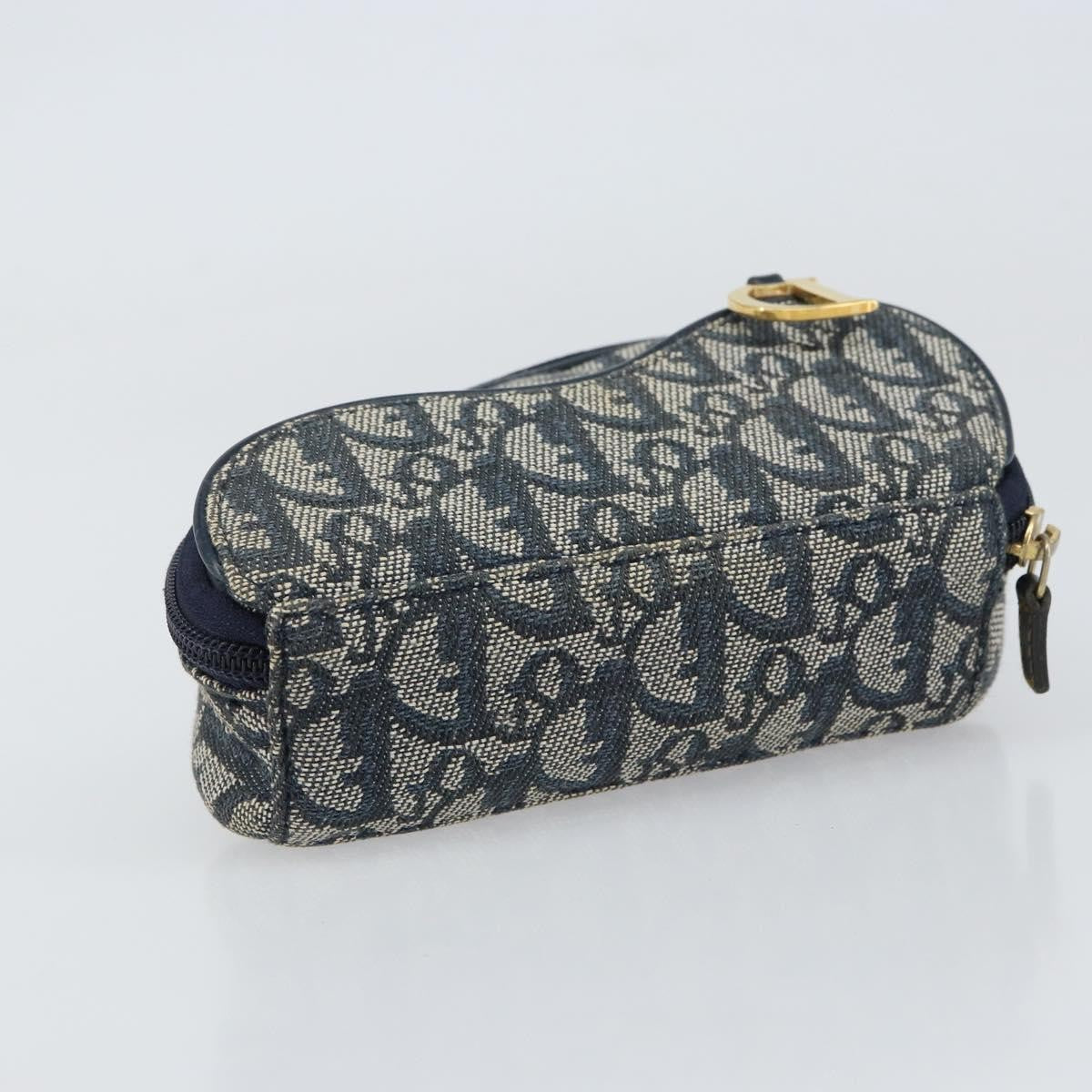 Christian Dior Vintage Saddle Coin Purse Diorissimo Canvas, NAVY, CANVAS, Clutche & pouche