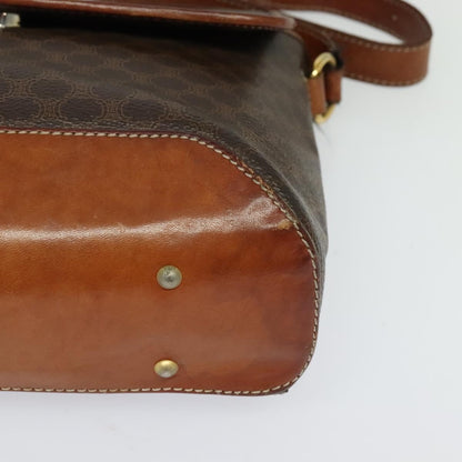 Celine Vintage Macadam Shoulder Bag Canvas and Leather, BROWN, CANVAS, Shoulder bag