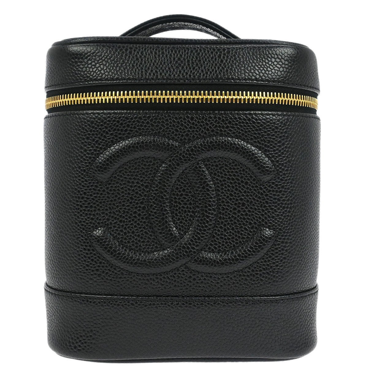 Chanel Vintage Timeless Cosmetic Case Caviar, Black, Leather, Clutch