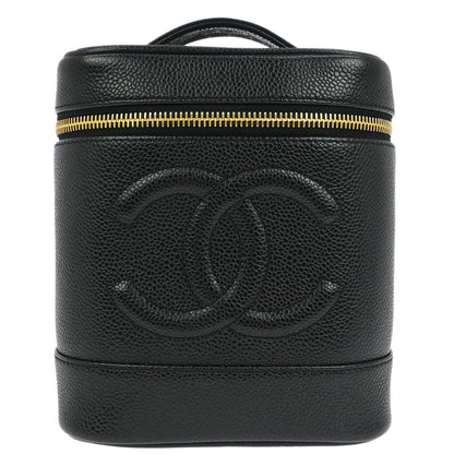 Chanel Vintage Timeless Cosmetic Case Caviar, Black, Leather, Clutch