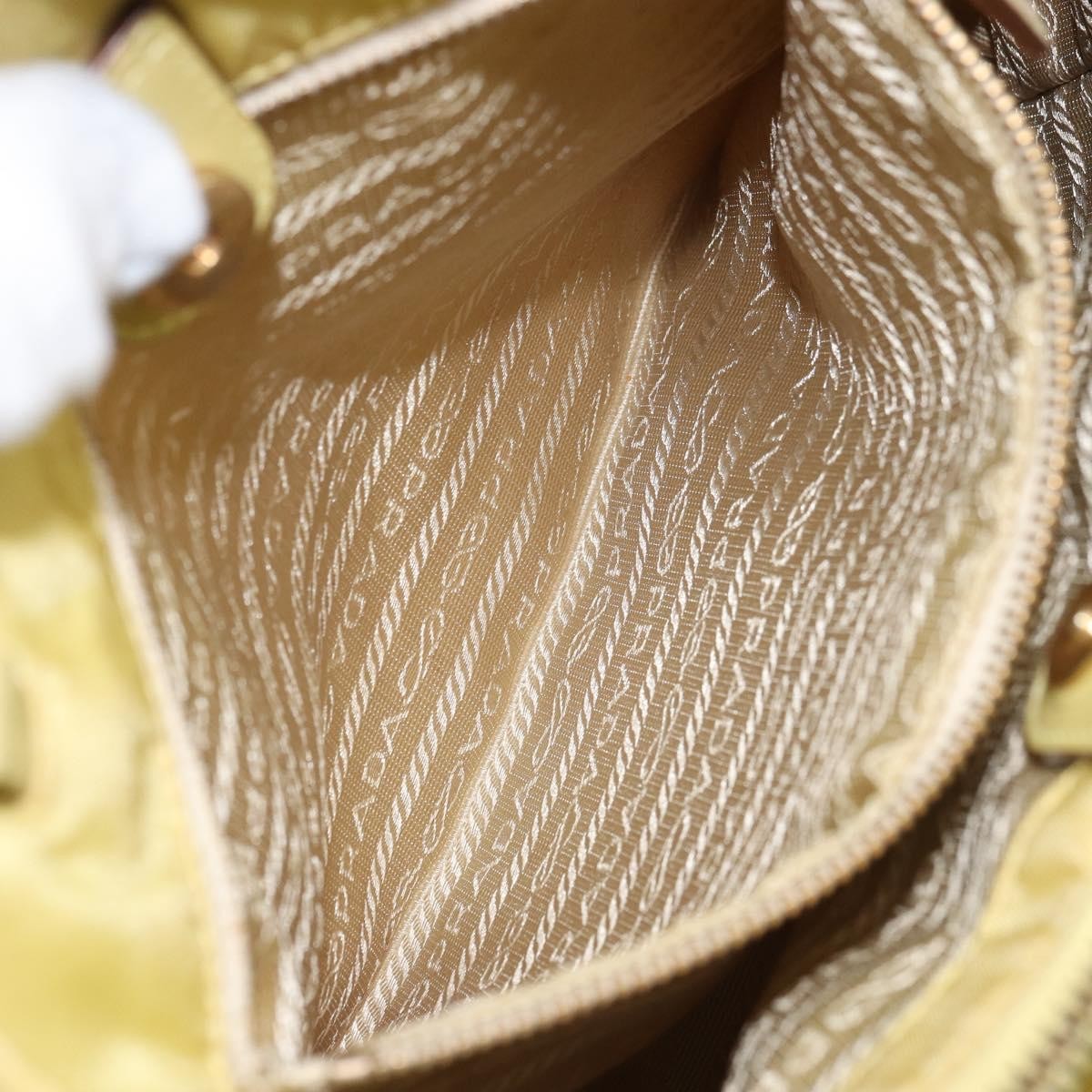 Prada Vintage Tote Nylon, Yellow, Nylon, Tote Bag
