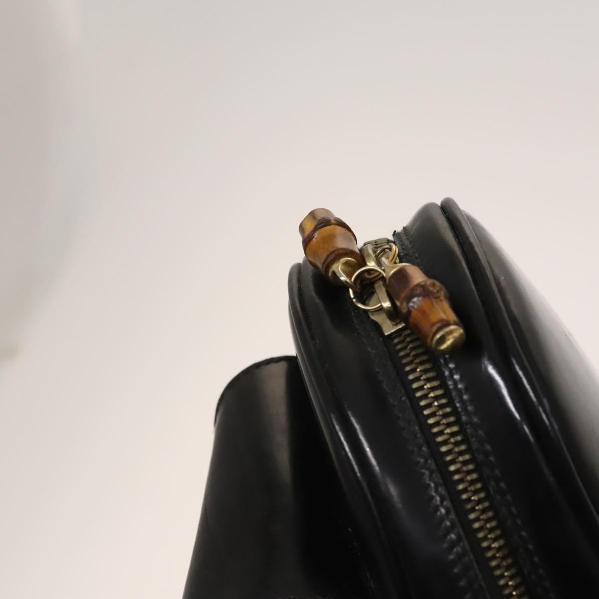 Gucci Vintage Bamboo Backpack Patent, Black, Patent Leather, Backpack